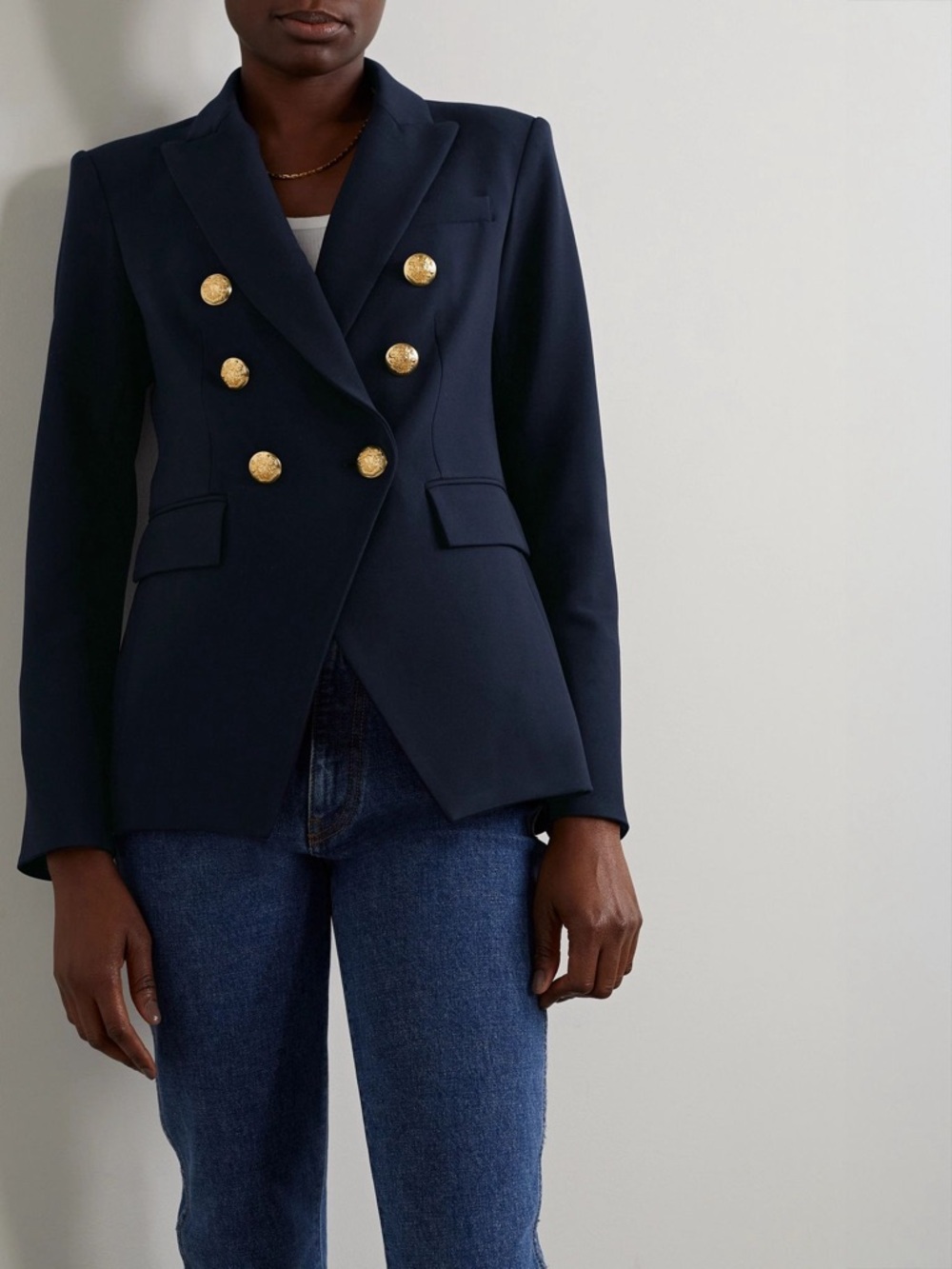 Veronica Beard Miller Dickey Navy Blazer Linen Blend Jacket with Gold Buttons 16 - Picture 4 of 14